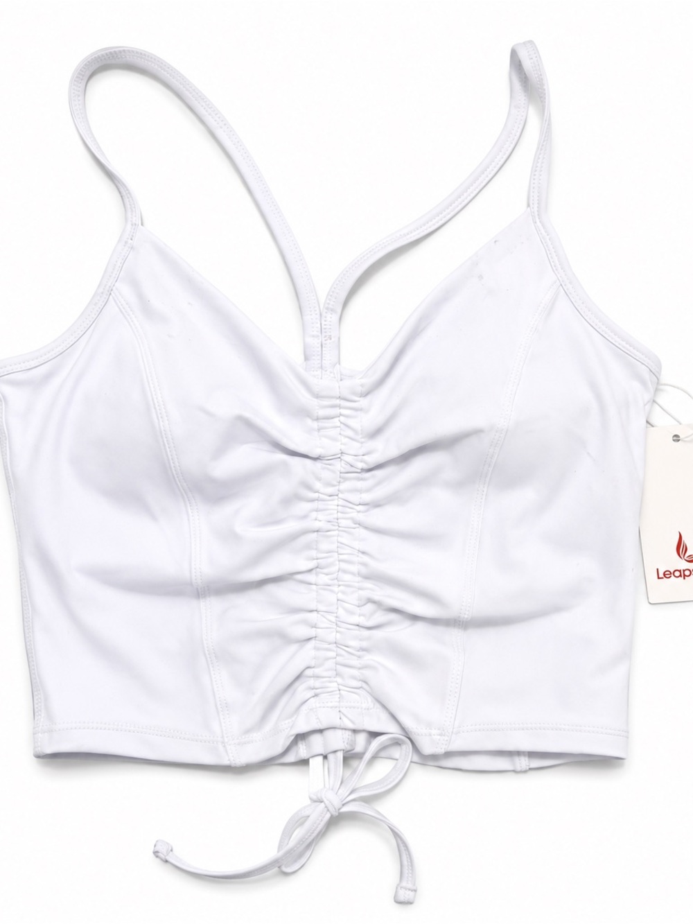 NWT Leapstride Ruched Sports Bra Tank Top White Size M